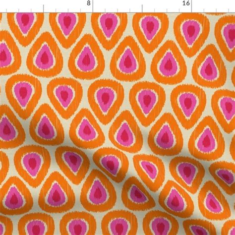 Orange Ikat Fabric Etsy