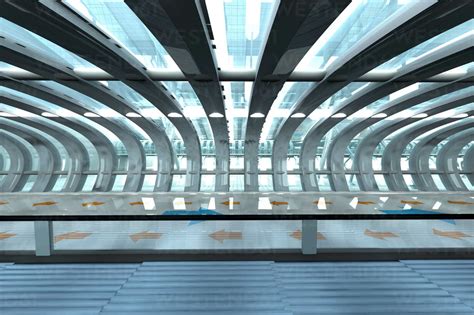 Futuristic Subway Or Train Station D Rendering Stock Photo