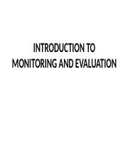 Monitoring And Evaluation Ppt INTRODUCTION TO MONITORING AND