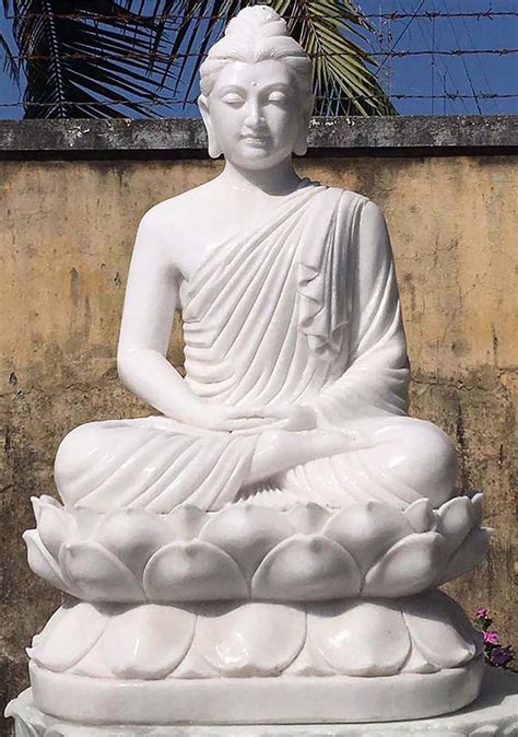 Foot Tall White Marble Dhyana Mudra Meditating Gandhara Garden Buddha