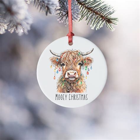 Highland Cow Ornament Highland Cow Christmas Highland Cow Ceramic