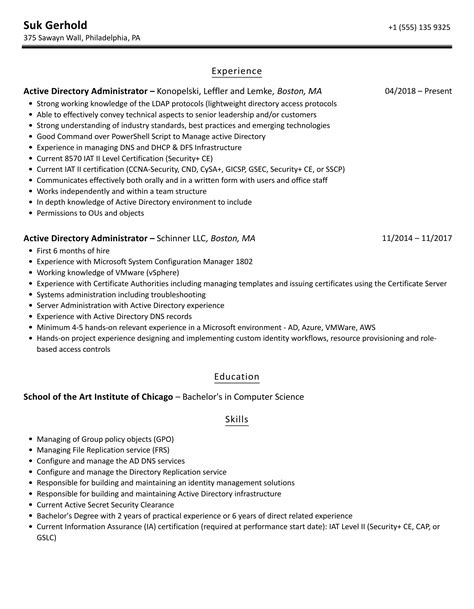 Active Directory Administrator Resume Samples Velvet Jobs