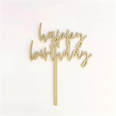 Cake Topper Dorado Pastel Letrero Happy Birthday Cursiva En Venta En