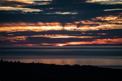 Wallpaper Sea Horizon Clouds Twilight Trees Hd Widescreen High
