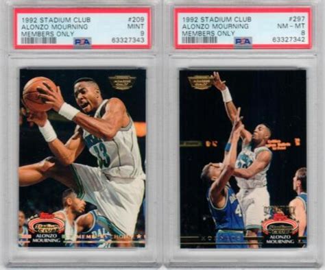 2 1992 93 Topps Stadium Club Members Only Alonzo Mourning 209 PSA 9