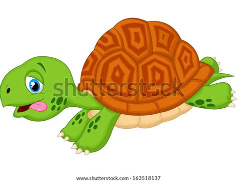 Cute Turtle Cartoon Running Stock Illustration 163518137