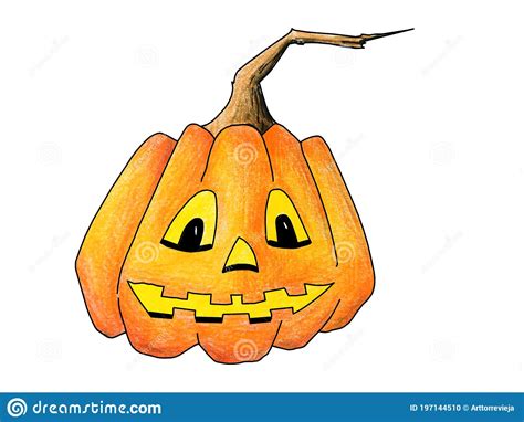 Pumpkin Isolated On White Background Halloween Illustration Stock