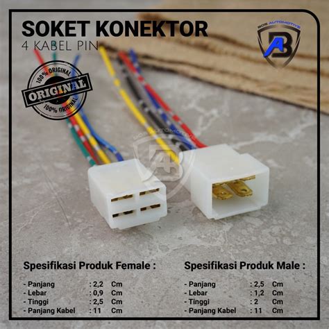 Jual Soket Konektor Kabel 4 Pin Besar Socket Sambung Mobil Motor