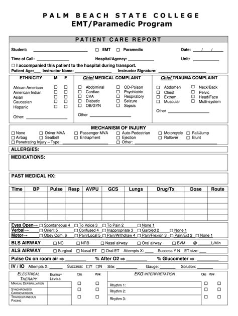 Patient Care Report Pbsc Emt Fill Online Printable Fillable Blank