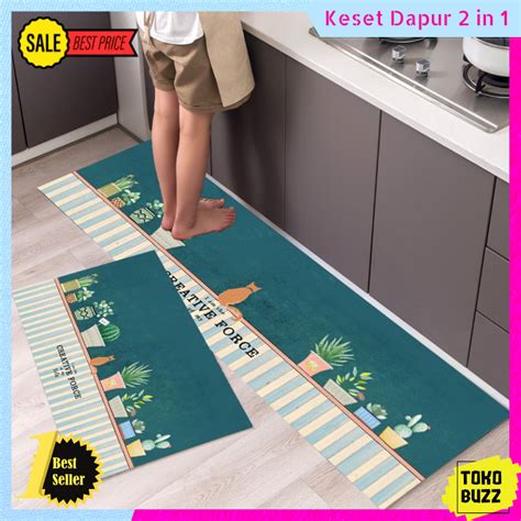 Jual Keset Kaki Dapur Anti Slip 2 In 1 Set Panjang Halus Keset Alas