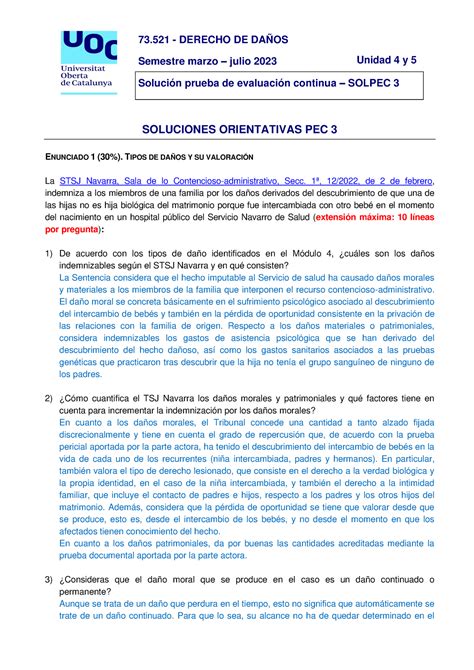 Solpec Derecho De Da Os Semestre Marzo Julio