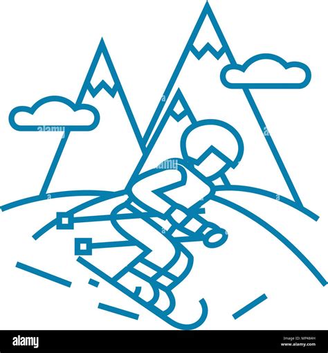 Skiing Linear Icon Concept Skiing Line Vector Sign Symbol