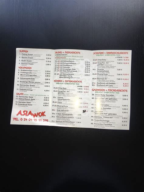 Menu At Asia Wok Restaurant Westerkappeln