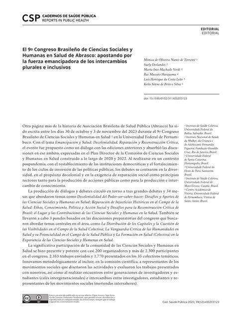 Pdf El Congreso Brasile O De Ciencias Sociales Y Humanas En Salud