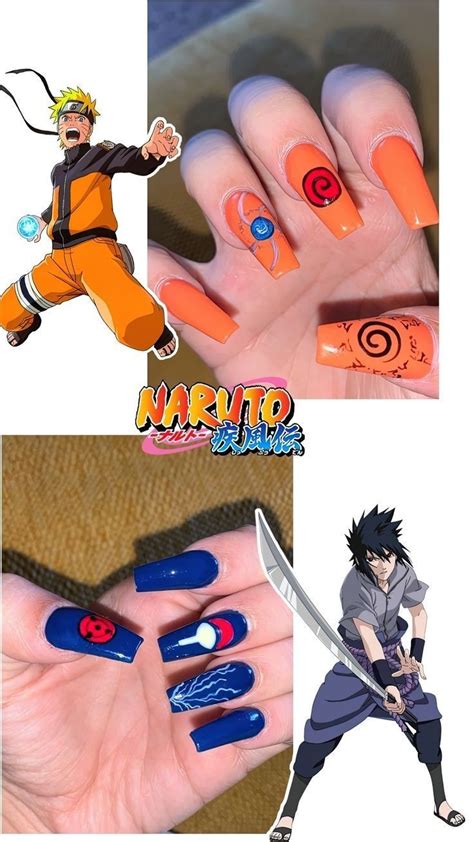 Naruto And Sasuke Naruto Nails Anime Nails Edgy Nails