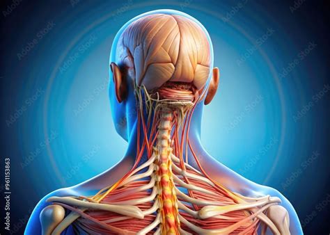 anatomical diagram   neck highlighting  musculoskeletal