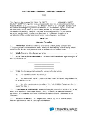 Illustrative Of A Multi Member Operating Agreement Doc Template Pdffiller