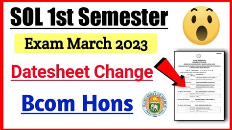 Sol Bcom Hons First Semester Datesheet Change March Nep Sol St