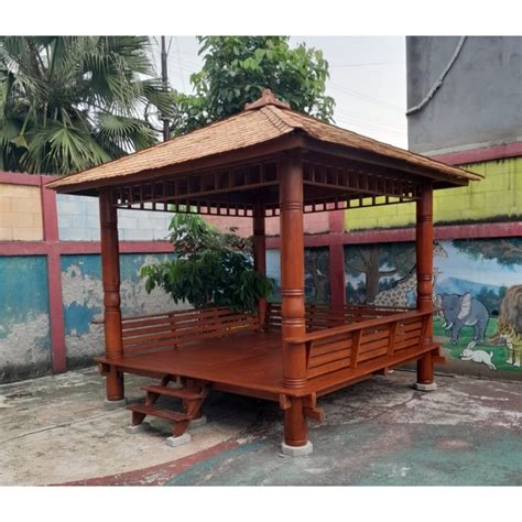 Jual Gazebo Taman Kanak Kanak Desain Tiang Motif Bubut Saung Besar