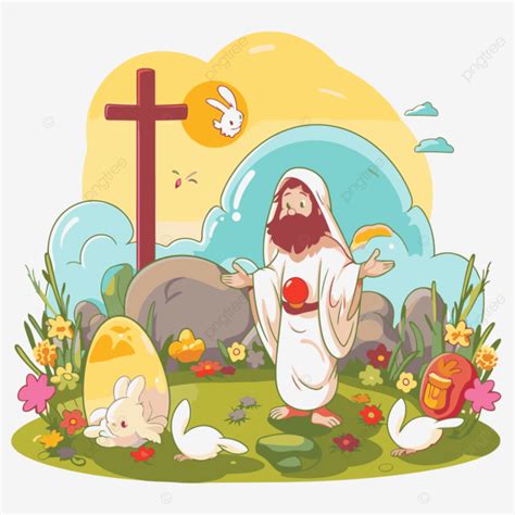 Free Easter Religious Clipart Vector In The Style Of Playful Cartoon