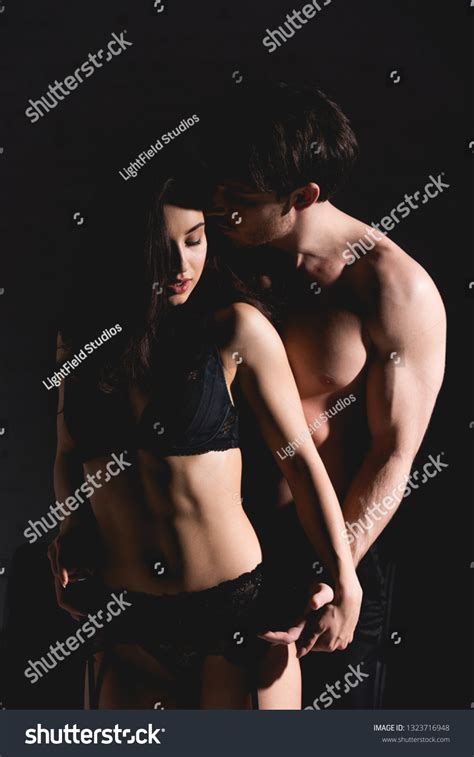 Attractive Woman Black Lingerie Shirtless Handsome Stock Photo Shutterstock