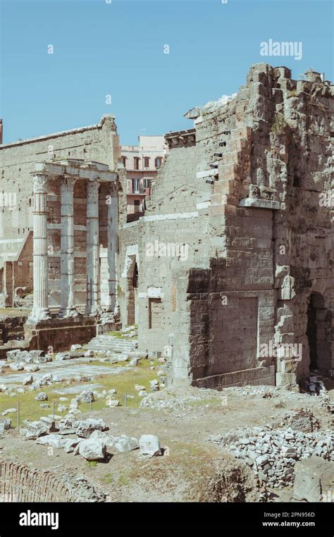 Rome, Italy, April 2023. Panorama of some archaeological areas of the ...