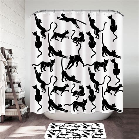 Black and White Cat Silhouettes Shower Curtain – Shower of Curtains