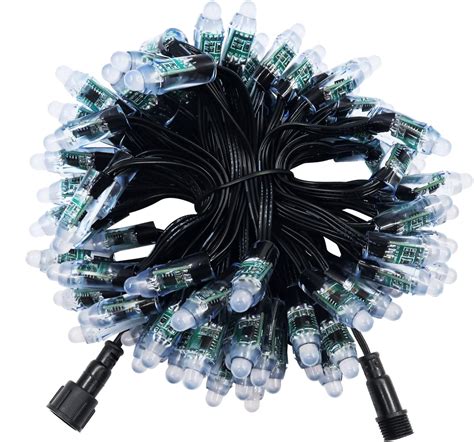 Paulzhang 100 Count 12V WS2811 LED Pixel String Lights Black Wire 12mm