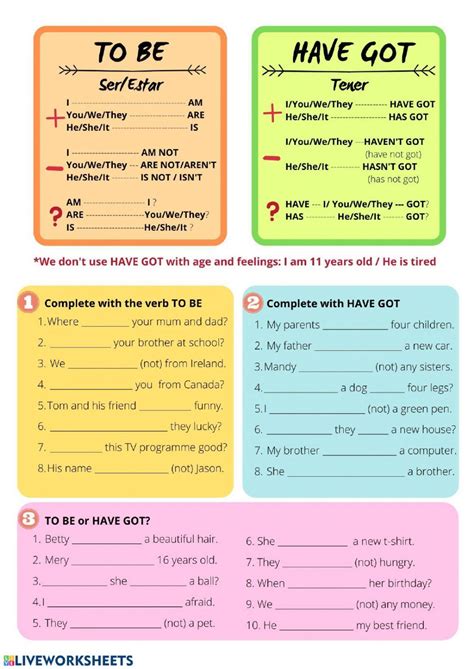 To Be Vs Have Got Interactive Worksheet In 2020 Worksheets Online