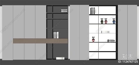 现代书柜su模型下载【id1124767125】知末su模型网