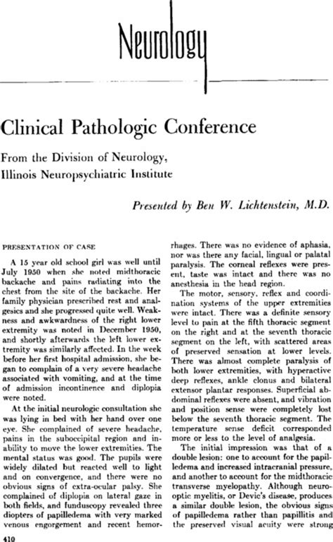 Clinical Pathologic Conference Neurology