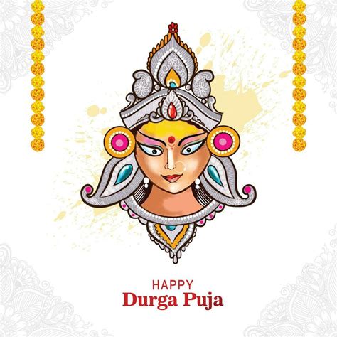 Happy Durga Puja India Festival Holiday Card Illustration Background