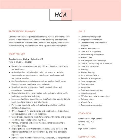 Hca Resume Example