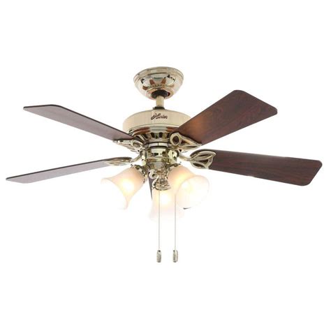 Hunter Beacon In Indoor Hill Bright Brass Ceiling Fan With Light