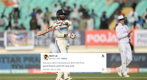 Good Knock Until 99 Runs Only Fans React To Ravindra Jadeja S