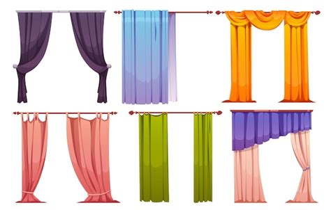 Free Vector | Cartoon set of color curtains isolated on white