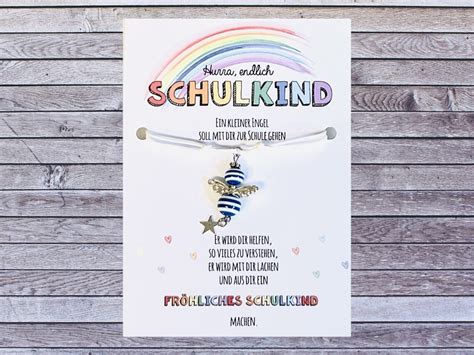 Schulkind 2024 Einschulung Geschenk Schutzengel Kette Schultüte