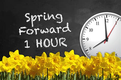 Chalkboard Clock Spring Forward Stock Photo - Download Image Now - iStock