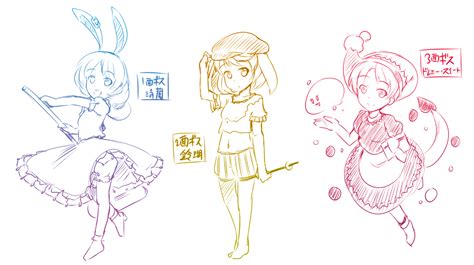 Safebooru 3girls Akihara Nakuru Animal Ears Dango Doremy Sweet Dress