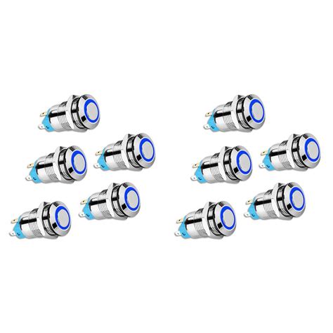 10PCS 12mm Latching Push Button Switch High Round Cap, Waterproof Metal ...