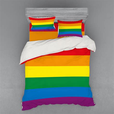 Ambesonne Rainbow Bedding Set Pcs Gay Parade Flag Freedom Queen Multicolor Walmart