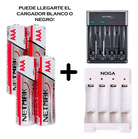 Cargador Pilas Aaa Recargables Netmak Mah Combo X Pcreg Pc