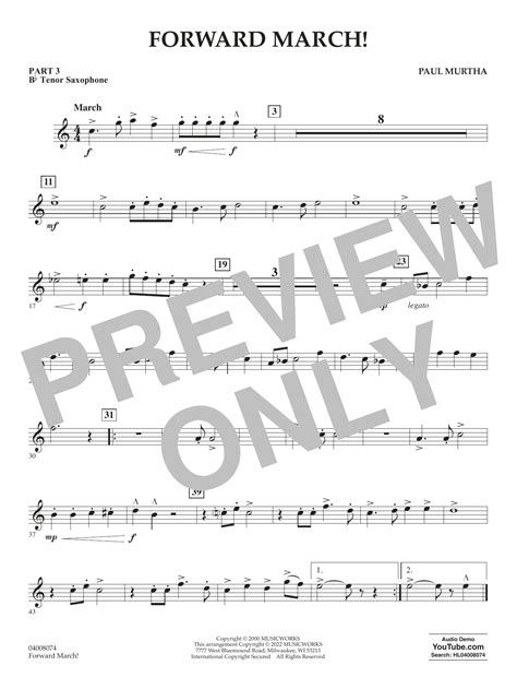 Forward March Part 3 Bb Tenor Saxophone By Paul Murtha Sheet Music