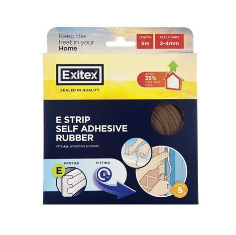 Exitex Roll Of E Profile Self Adhesive Door Seal Strip 5m Brown Anglia Tool Centre