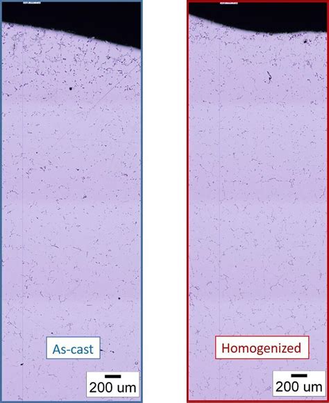 LM Micrographs Of As Cast And Homogenized Samples From Surface Into