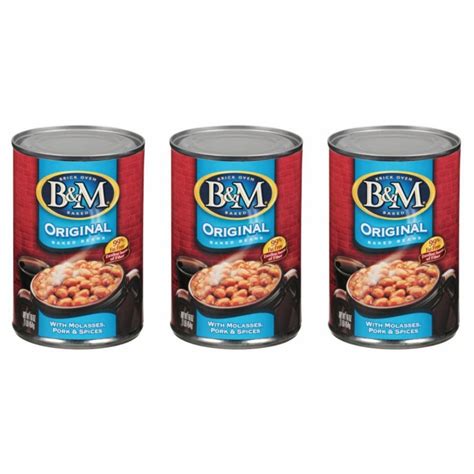 3 Bandm Original Baked Beans With Molasses Pork And Spices 16 Oz Cans