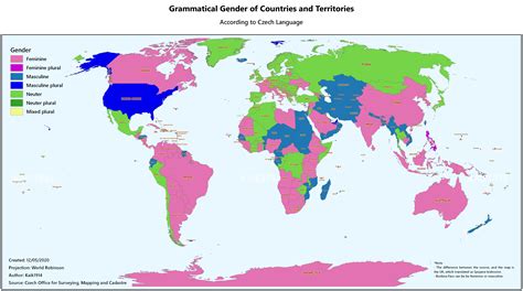 Grammatical Gender Of Countries And Territories According To Czech