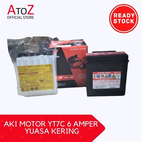 Jual AKI MOTOR YT7C 6 AMPER YUASA KERING Shopee Indonesia