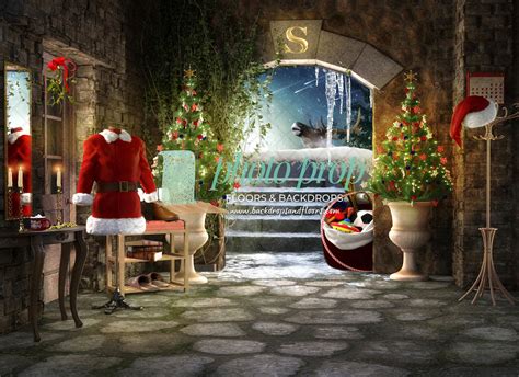 Santa's Workshop Photography Backdrop, Christmas Toy Shop Christmas ...