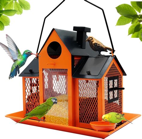 Solar Bird Feeders House For Outside Hanging Metal Wild Bird Feeder